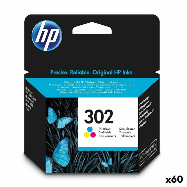 Original Tintenpatrone HP Officejet 3830 All-in-One Nº 302 Dreifarbig (60 Stück)